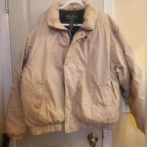 Eddie Bauer Goose Down Puffer Jacket Mens Beige Size Extra Large XL